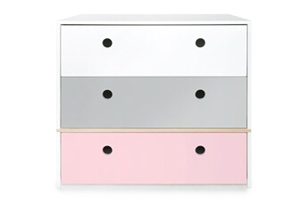 Commode et table à langer Wookids Commode colorflex white-p grey-s pink