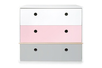 Commode et table à langer Wookids Commode colorflex white-s pink-p grey