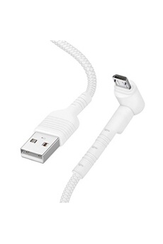 Cables USB Inkax Câble micro-USB Connecteur coudé Effet tressé 1m Mode support CK71 Blanc