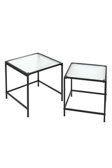 table d'appoint altobuy glassi - tables gigognes noires plateau en verre texturé -