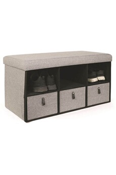 meuble à chaussures altobuy jesta - coffre banc pliable avec rangements gris clair -