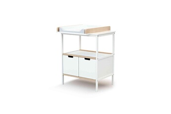 Commode et table à langer AT4 Meuble à langer en bois blanc et hêtre 50x70