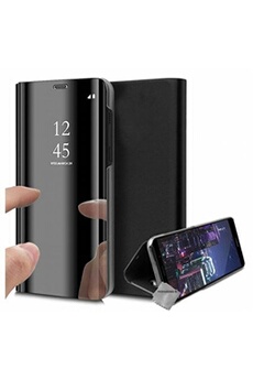 Housse etui coque portefeuille clear view pour Samsung Galaxy S21 Ultra 5G + verre trempe - NOIR -