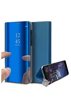 Housse etui coque portefeuille clear view pour Samsung Galaxy S21 Ultra 5G + verre trempe - BLEU -