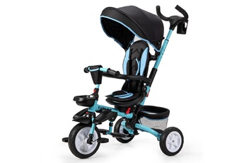 Vélo enfant Costway Tricycle evolutif pour enfant 6 en 1 siège twist 360°avec housse de pluie pour bébé de 12 à 50 mois noir et bleu