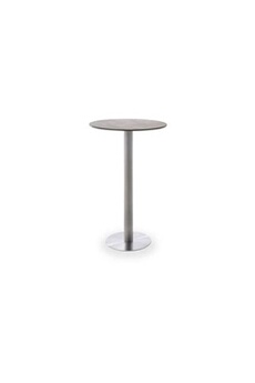 table bar ronde avec plateau céramique moka avec piètement acier brossé - l65 x h105 x p65 cm --