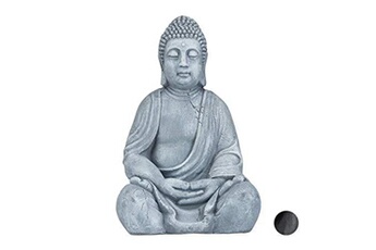 Figurine pour enfant Relaxdays Relaxdays statue de buddha figurine de bouddha décoration jardin sculpture céramique zen 50 cm, gris clair, grisclair