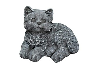 Figurine pour enfant Tiefes Kunsthandwerk Statue en pierre chat assis, gris ardoise, pierre reconstituée