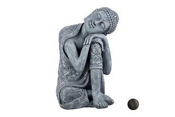 Figurine pour enfant Relaxdays Relaxdays statue figurine de bouddha décoration jardin sculpture céramique zen 60 cm, gris clair, 60 x 35 x 35cm