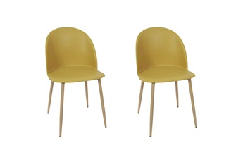 Altobuy Chaises Maddy - lot de 2 chaises scandinaves jaunes