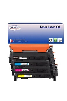 Toner T3AZUR 4 Toners Lasers compatibles pour imprimante Samsung XPress C480W, CLT404s - (Noire et Couleurs)
