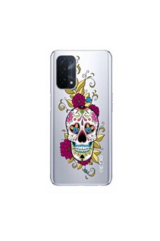 Coque en silicone transparente pour Oppo A54 5G avec motif de mort mexicaine a fleur