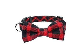 Déguisement adulte Totalcadeau Collier de chien avec noeud à motif carreaux déguisement ecossais rouge et noir