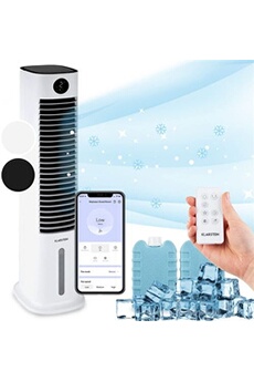 Ventilateur KLARSTEIN Rafraîchisseur d'air mobile - avec télécommande - Ventilateur climatiseur mobile sans évacuation - 480 m³/h - 8l - Blanc