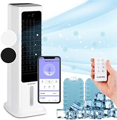 Rafraîchisseur d'air mobile - 360° oscillation - Ventilateur climatiseur mobile sans évacuation - 450 m³/h - 6l - Blanc