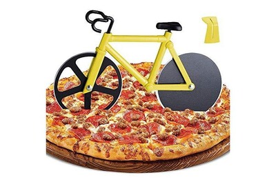 pour les amateurs de pizza Gadget de cuisine créative Cool 18,511,5cm Roue de coupe de pizza de vélo avec un support deux roues de coupe antiadhésives Trancheuse à pizza de vélo en acier inoxydable 