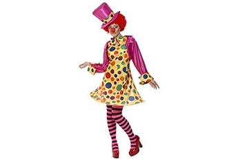 Déguisement adulte Smiffy's Smiffy's costume de clown femme, multi couleurs, robe cerclée, chemise, noud papillon, medium