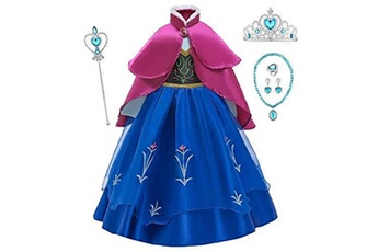 Déguisement enfant Monissy Monissy fille robe de princesse anna cosplay déguisement de enfant reine des neiges robe habillée de soirée cape princesse tenue frozen anniversaire