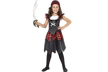 Déguisement enfant Aptafetes Smiffys costume pirate fille tête de mort, avec robe et foulard