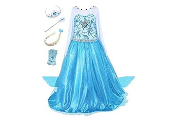 Déguisement enfant Beunique Beunique robe filles reine des neiges costume et accessoires princesse elsa cosplay robe de soirée carnaval déguisements - bleu - 130cm