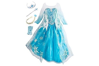 Déguisement enfant Beunique Beunique robe reine des neiges enfant costume princesse elsa déguisements filles robe de soirée carnaval halloween,130,bleu,6 ans
