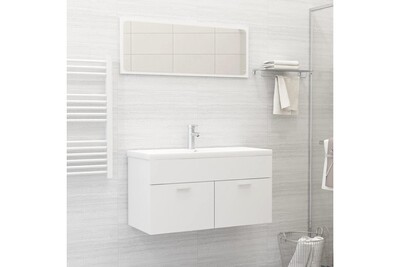 Meuble Salle De Bain Vidaxl Ensemble De Meubles De Salle De Bain 2 Pcs Blanc Agglomere Darty