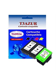 Cartouche d'encre T3AZUR Lot de 3 Cartouches compatibles type pour imprimante HP PhotoSmart 2613, 2700, 2713 (2x339+343) - (Noire et Couleur)