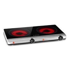 Table de cuisson vitrocéramique - Cookbuddy - 2 foyers - 2400 W - Argent