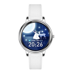Montre connectée GENERIQUE Montre connectée étanche et sportive MK20, Bracelet en cuir - Argent