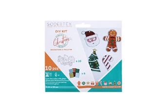 Autres jeux créatifs Sodertex Pack décorations à pailleter shiny christmas + 6 sachets - 8x10 cm - 10 pcs - coloris assortis