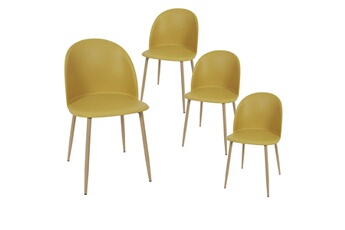 Altobuy Chaises Maddy - lot de 4 chaises scandinaves jaunes