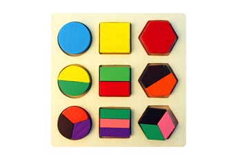 Puzzles GENERIQUE 1wooden educational puzzle toy matching board for children geometry design couleur
