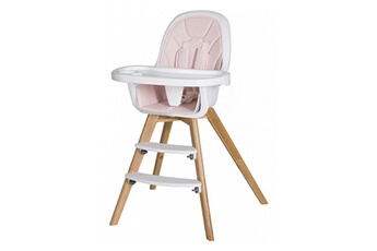Chaises hautes et réhausseurs bébé Schardt Chaise haute simili cuir rose et pieds hêtre massif clair holly l 58 x h 96 x p 55 cm