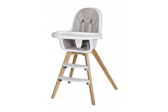 Chaises hautes et réhausseurs bébé Schardt Chaise haute simili cuir gris et pieds hêtre massif clair holly l 58 x h 96 x p 55 cm