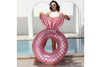 Jouets éducatifs GENERIQUE Anneau de bain gonflable de sirène pour le jouet d'eau d'amusement d'été pour des parties de piscine et de plage rose