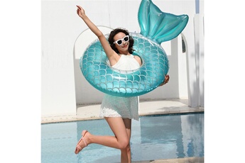 Jouets éducatifs GENERIQUE Anneau de bain gonflable de sirène pour le jouet d'eau d'amusement d'été pour des parties de piscine et de plage bleu