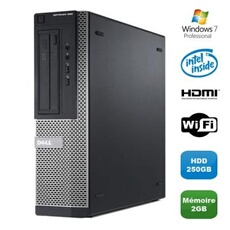 PC Optiplex 390 DT G630 2.7Ghz 2Go 250Go Graveur DVD WIFI HDMI Win 7 Pro