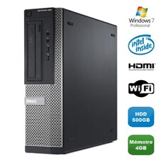 PC Optiplex 390 DT G630 2.7Ghz 4Go 500Go Graveur DVD WIFI HDMI Win 7 Pro