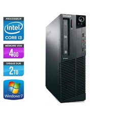 Unité centrale Lenovo ThinkCentre M81 SFF - Noir - Intel Core i3-2100 / 3.10 GHz - RAM 4 Go - HDD 2 To - DVDRW - Gigabit Ethernet - Windows 7