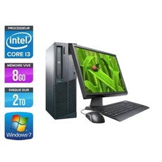 Unité centrale Lenovo ThinkCentre M81 SFF + Ecran 19'' - Noir - Intel Core i3-2100 / 3.10 GHz - RAM 8 Go - HDD 2 To - DVDRW - Gigabit Ethernet -