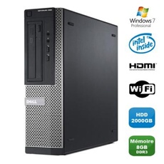 PC Optiplex 390 DT G630 2.7Ghz 8Go 2000Go Graveur DVD WIFI HDMI Win 7 Pro
