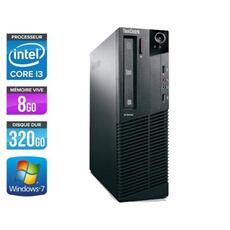 Unité centrale Lenovo ThinkCentre M81 SFF - Noir - Intel Core i3-2100 / 3.10 GHz - RAM 8 Go - HDD 320 Go - DVDRW - Gigabit Ethernet - Windows 7