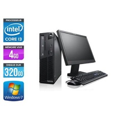 Unité centrale Lenovo ThinkCentre M81 SFF + Ecran 17'' - Noir - Intel Core i3-2100 / 3.10 GHz - RAM 4 Go - HDD 320 Go - DVDRW - Gigabit Ethernet -
