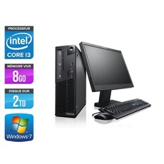 Unité centrale Lenovo ThinkCentre M81 SFF + Ecran 17'' - Noir - Intel Core i3-2100 / 3.10 GHz - RAM 8 Go - HDD 2 To - DVDRW - Gigabit Ethernet -