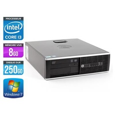 Unité centrale HP Elite 8200 SFF - Noir - Intel Core i3-2100 / 3.10 GHz - RAM 8 Go - HDD 250 Go - DVD - Gigabit Ethernet - Windows 7 Professionnel