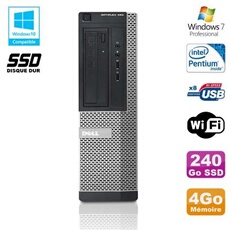 Pc optiplex 390 dt g630 2.7ghz 4go 240go ssd graveur dvd wifi hdmi w7 pro
