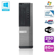 Pc optiplex 390 dt g630 2.7ghz 8go 250go graveur dvd wifi hdmi win 7 pro
