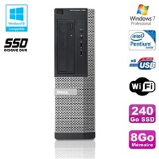Pc optiplex 390 dt g630 2.7ghz 8go 240go ssd graveur dvd wifi hdmi w7 pro