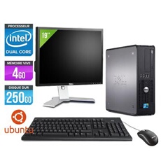 Ordinateur Dell Optiplex 380 SFF + Ecran 19'' - Gris - Intel Celeron E3300 / 2.50 GHz - RAM 4 Go - HDD 250 Go - DVD - Gigabit Ethernet - Linux -