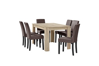 Helloshop26 Ensemble table et chaises de jardin Table à manger avec 6 marron 140 x 90 cm brun 03_0004050